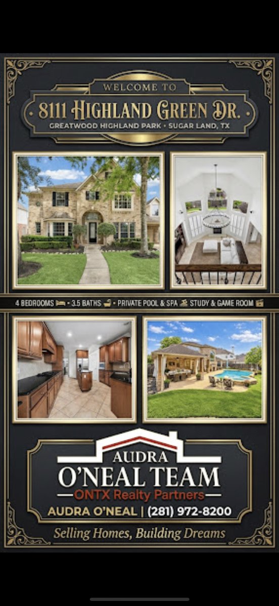 audraoneal's tweet photo. π Come and Get It: 8111 Highland Green Dr! π
Ready to see it in person? Letβs make it yours!π
π (281) 972-8200
π https://t.co/0Xaws80WQR
#SugarLandTX #GreatwoodHighlandPark #SugarLandHomes #TheAudraONealTeam #ONTXRealtyPartners #HoustonRealEstate #PoolHome #HomeForSale https://t.co/d80u5gDEvz