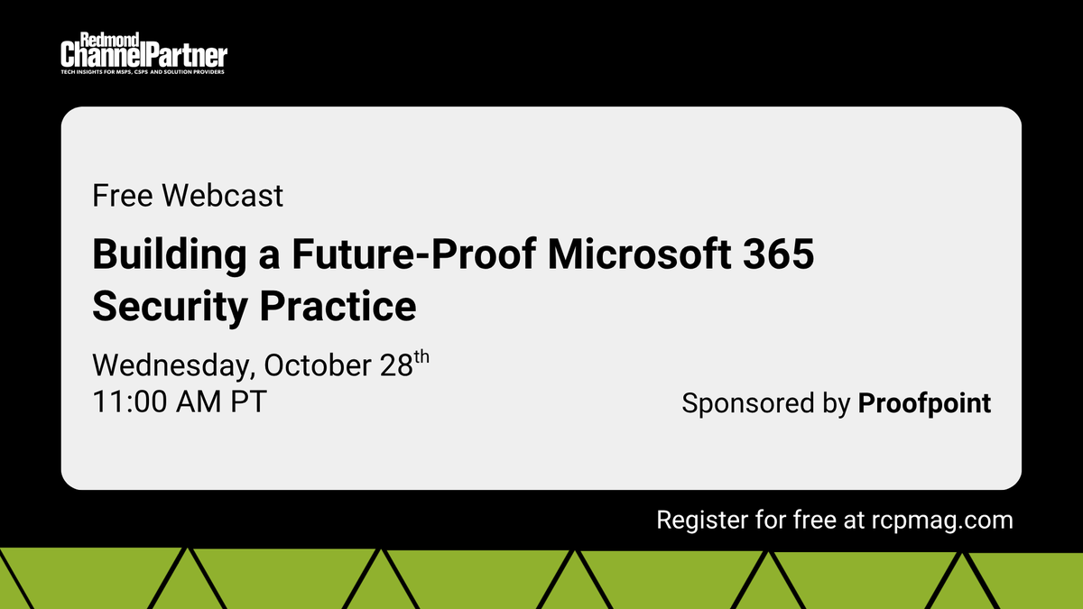 RedmondPartner's tweet photo. Microsoft 365 security practices need to adapt as regulations, vendor policies and threats evolve.

Join us and sponsor @proofpoint on Oct. 28 for this FREE Tech Spotlight event on building a future-proof Microsoft 365 security practice.

Register now: https://t.co/1gNKzt41wU https://t.co/8WPjba0B3W