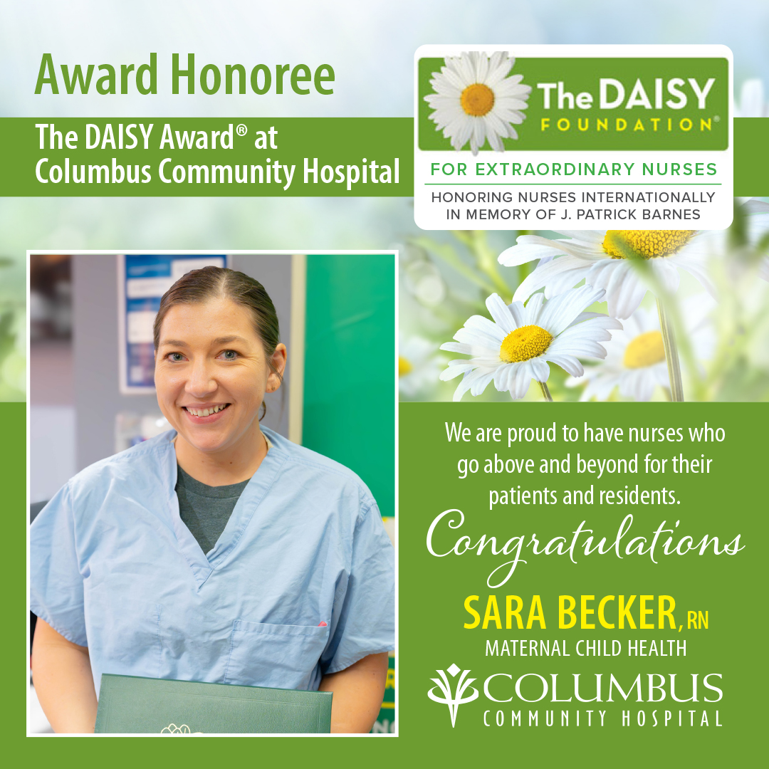 columbushosp's tweet photo. Congratulations to Sara Becker, our newest DAISY Award recipient! Her compassion during an unexpected birth made a difference. Read more: https://t.co/ig1HMPSwCA #CCH #Columbusne #DAISYAward #congragulations #achievement #patientcare #aboveandbeyond https://t.co/RndNwBIBwc