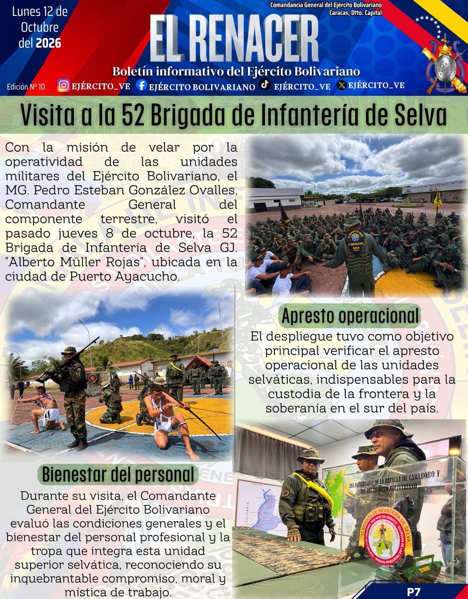 EJB_931BIM's tweet photo. 🗞️ Edición N°10 de “El Renacer”. Boletín informativo del Ejército Bolivariano.

¡Con el Ejército Bolivariano Venezuela Renace! https://t.co/GjsDNUubIV