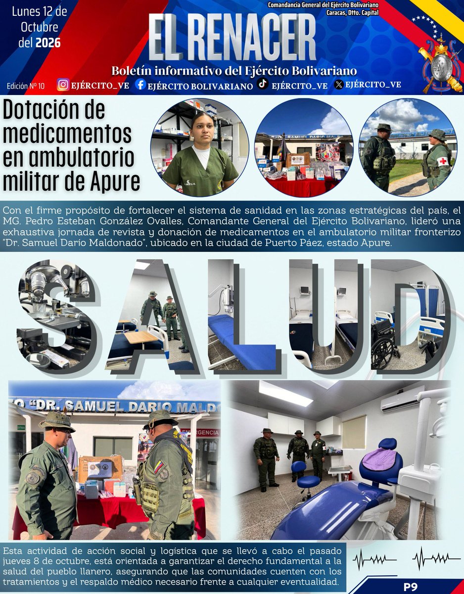EJB_931BIM's tweet photo. 🗞️ Edición N°10 de “El Renacer”. Boletín informativo del Ejército Bolivariano.

¡Con el Ejército Bolivariano Venezuela Renace! https://t.co/eM9idHR6pZ