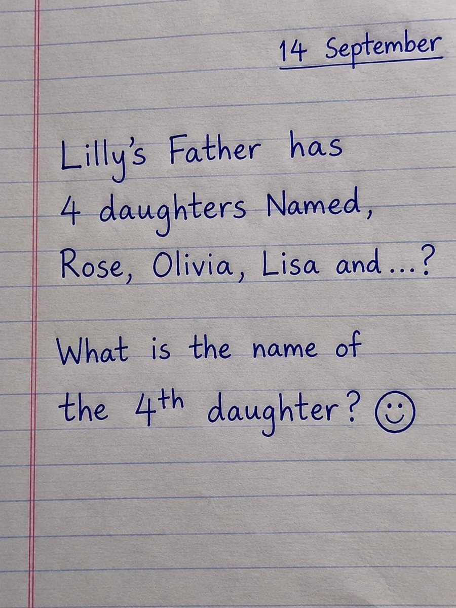 Tina234x's tweet photo. What is the name of 4th daughter? https://t.co/4f62eDRkri