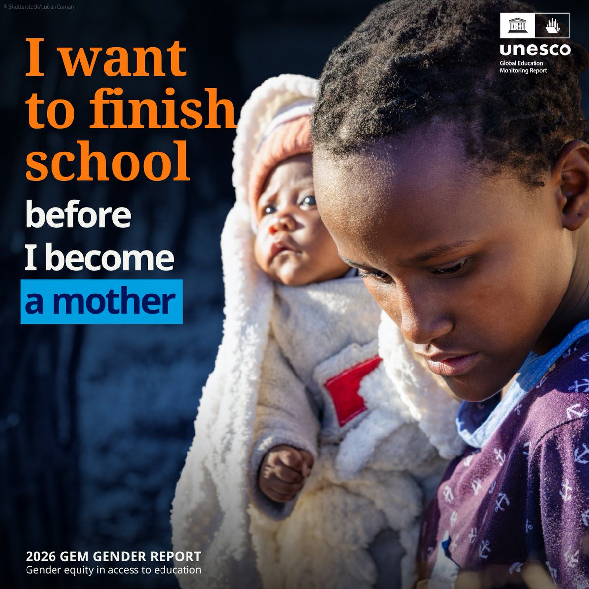 GEMReport's tweet photo. What happens to a girl’s education when she becomes a mother?

In 2024, 6 million pregnant and parenting girls aged 10–19 were #OutOfSchool in sub-Saharan Africa.

Explore the 2026 @UNESCO #GEMReport: https://t.co/TMHqi07usG

#HerStoryCounts #DayOfTheGirl #HerEducationOurFuture https://t.co/bIOE2aVd9k