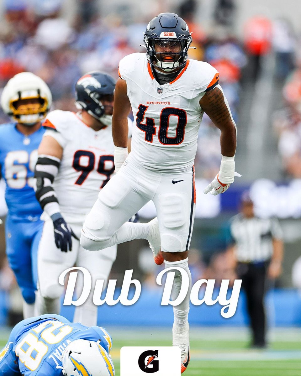Broncos's tweet photo. Happy Dub Day, #BroncosCountry 🤩 https://t.co/07kfTpRrNe