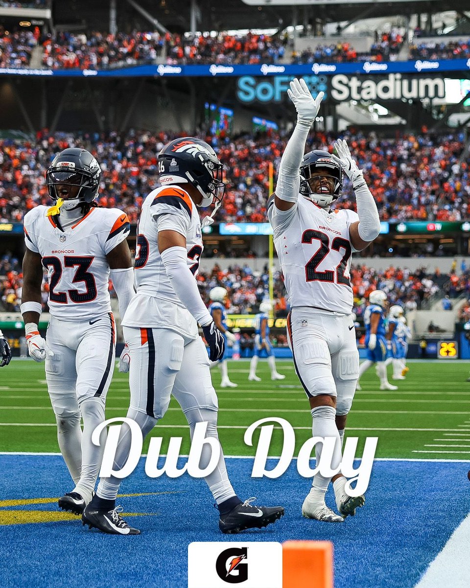 Broncos's tweet photo. Happy Dub Day, #BroncosCountry 🤩 https://t.co/07kfTpRrNe