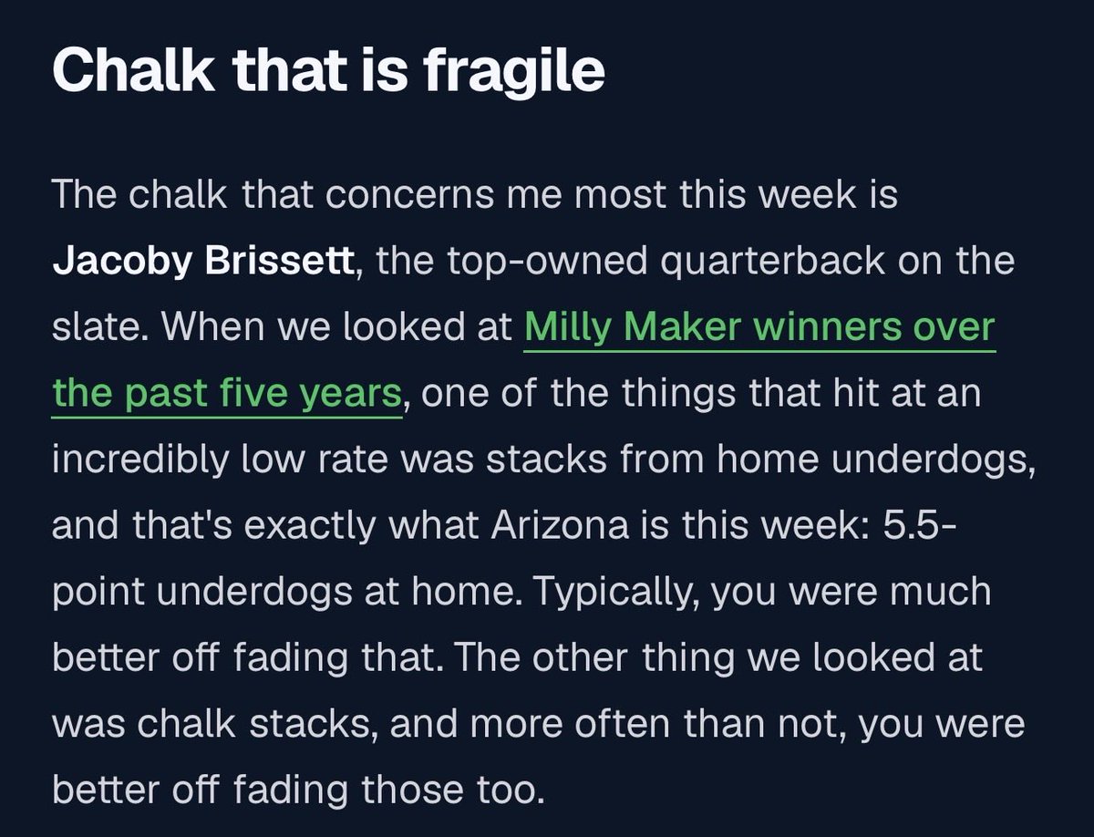 FantasyFling's tweet photo. Some hits and misses on Chalk Dust but overall avoided the big chalk landmines. Follow .@PredFantasy for this Free weekly article of taking a look at the chalk of the Main Slate. https://t.co/cAQFu2UIUR