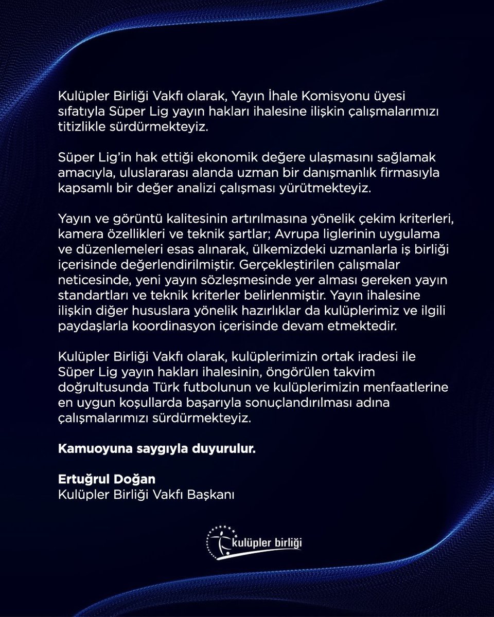 Lupen_Sports's tweet photo. 🚨 Kulüpler Birliği Vakfı Başkanı Ertuğrul Doğan'dan Süper Lig yayın hakları ihalesi hakkında açıklama! https://t.co/O6UAFNhhgv