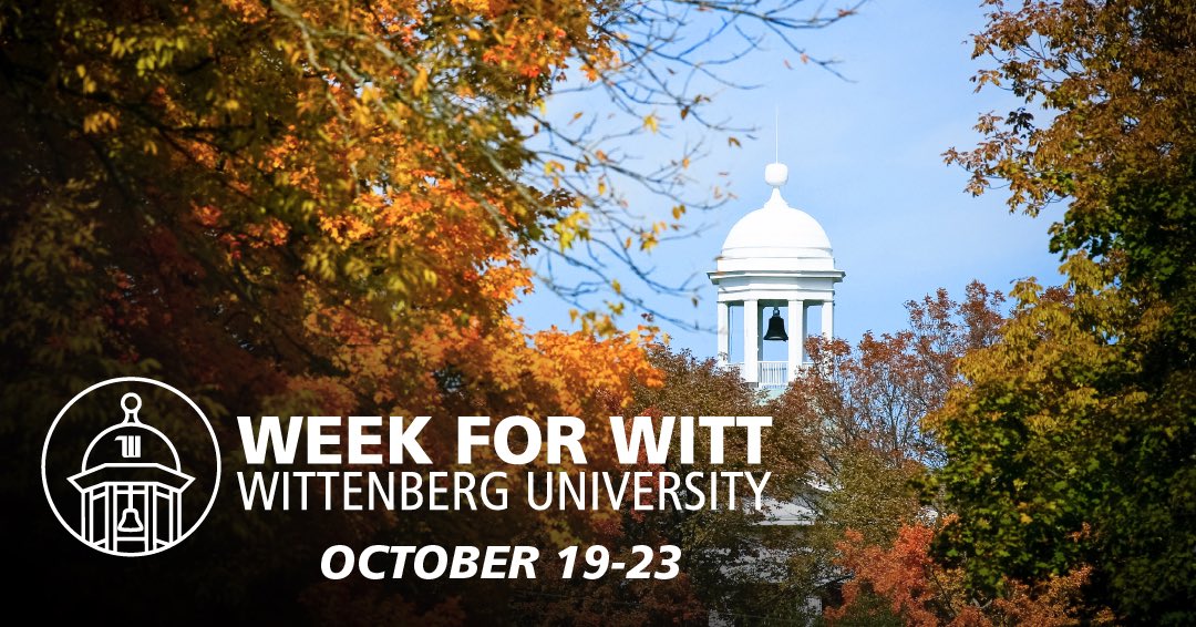 wittenberg's tweet photo. Mark your calendar! Week for Witt, our third annual giving week, is Oct. 19-23. Pass your light and give today: https://t.co/xfgtlL2pR2
#WeekForWitt #TigerUp https://t.co/Xl1MG6U3Fk