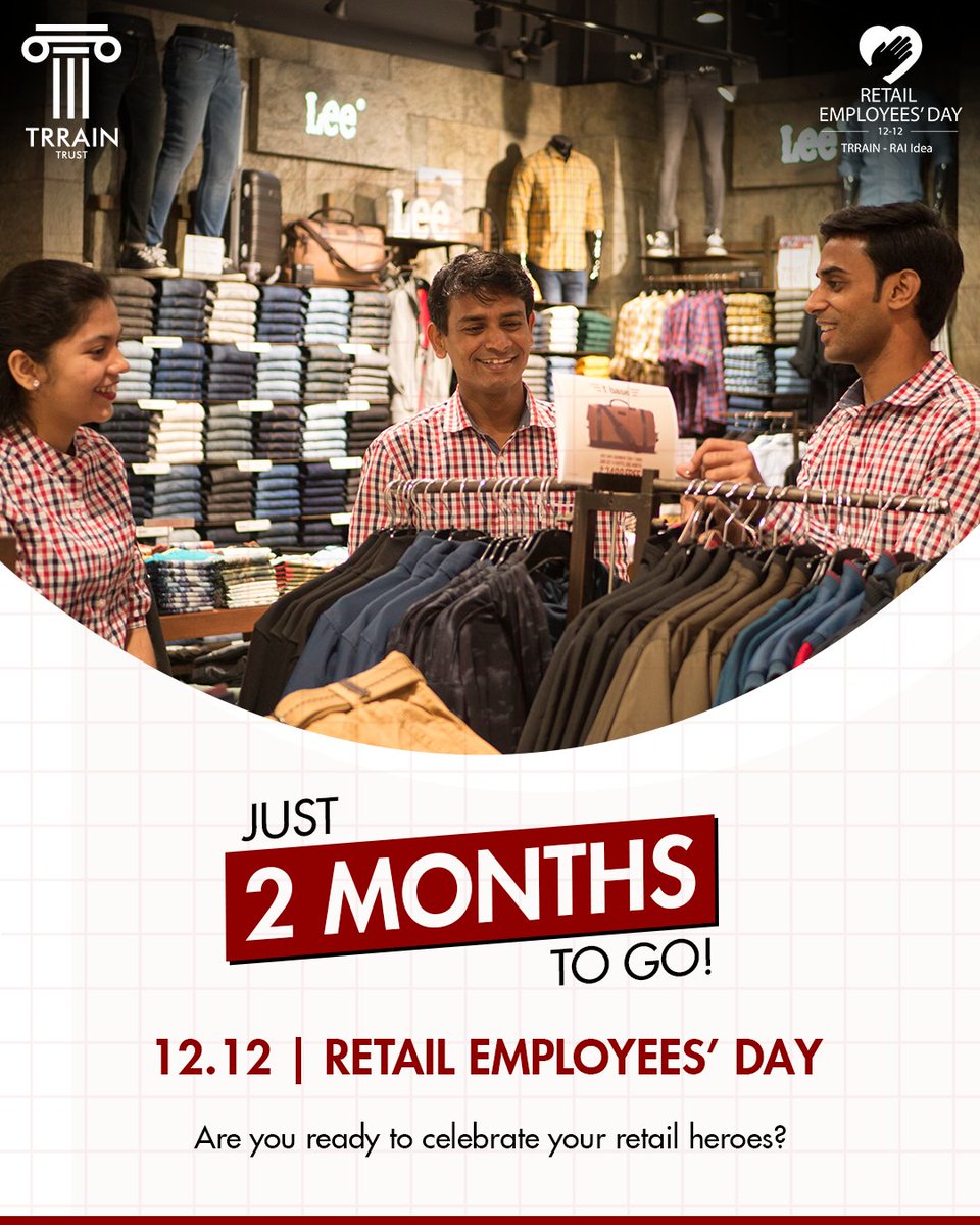 TRRAINindia's tweet photo. The employees who go the extra mile, solve challenges, and make an extraordinary difference every day.

In 2 months, we celebrate them.

For celebration ideas, click on the below link 🔗
https://t.co/UUOecuHwwb

#TRRAIN
#RetailEmployeesDay
#retailemployees
#retailindustry https://t.co/6Jn1Rxn4iV