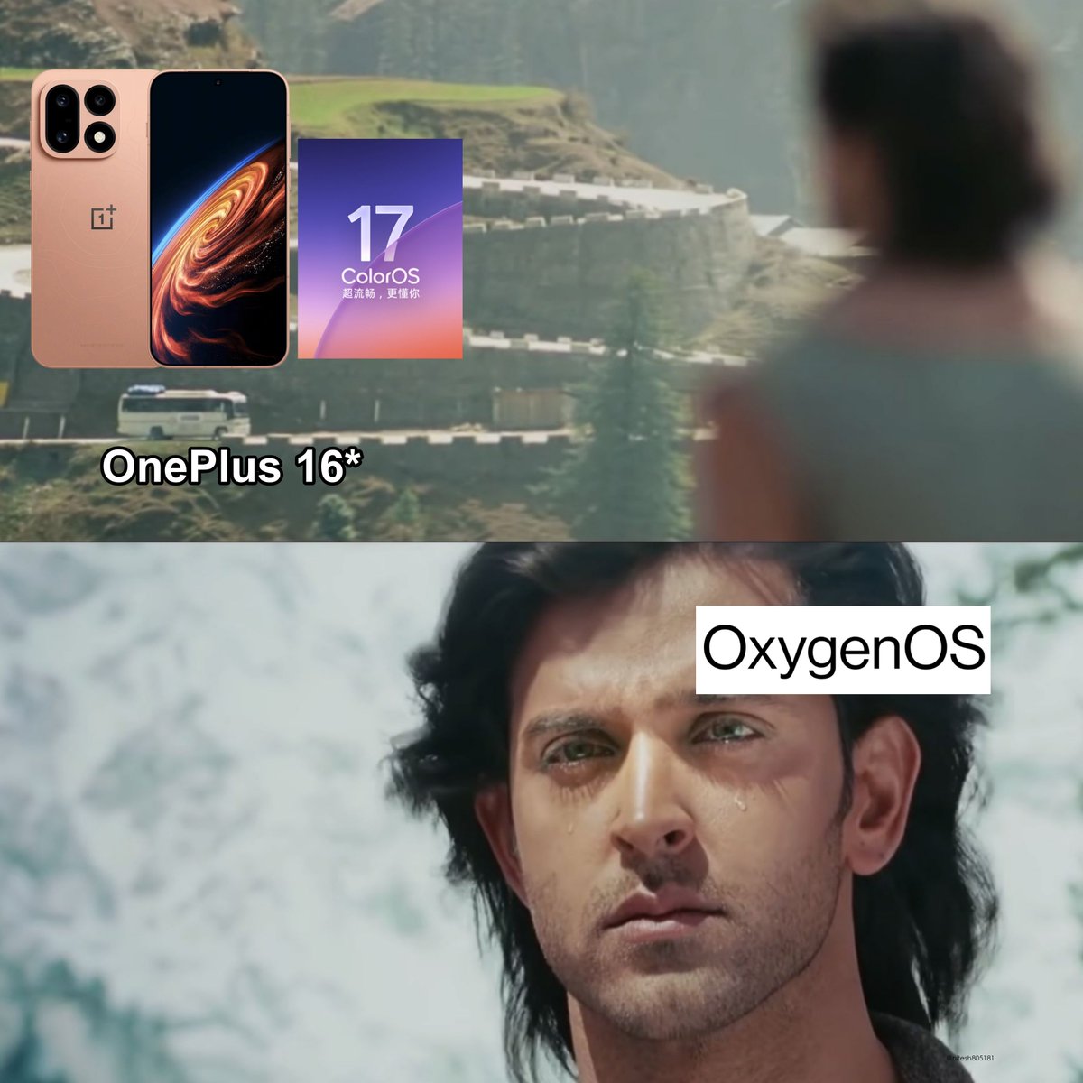 Nitesh805181's tweet photo. OxygenOS watching OnePlus 16 launching with ColorOS 17 https://t.co/guGjHqRs4v
