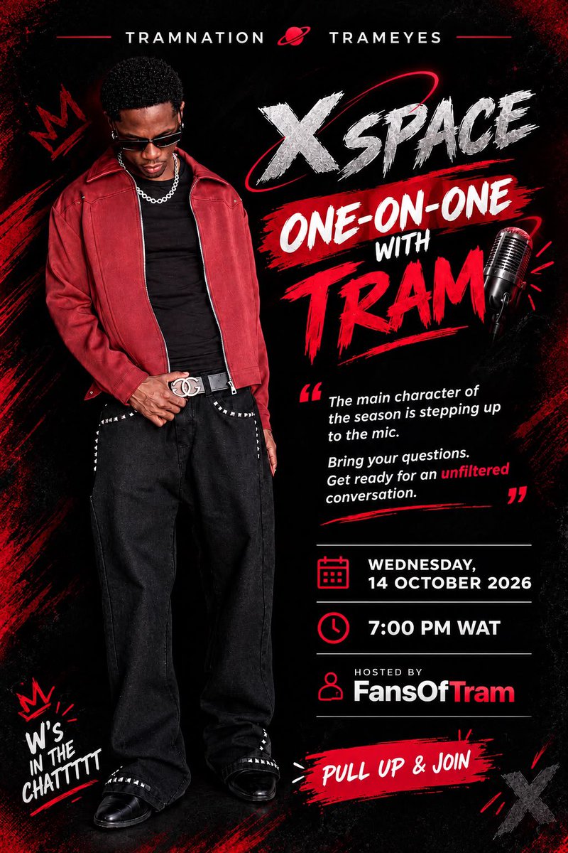 FansOfTram's tweet photo. TramNation!!! It’s a date!!! Keep your seat!!! Let’s talk to the Main character himself and connect with him!

Come with all your questions! Kind Tram would be live with us🤴🏾💃
#TramNation 
#Tram https://t.co/KPJ0ZuGCWZ
