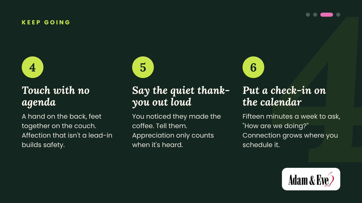 adamandeve's tweet photo. You don’t need a weekend away. You need five minutes, on purpose.

Six small ways to reconnect, starting tonight. Which one are you trying first?

#RelationshipTips #Connections https://t.co/IUFmCyR5qf