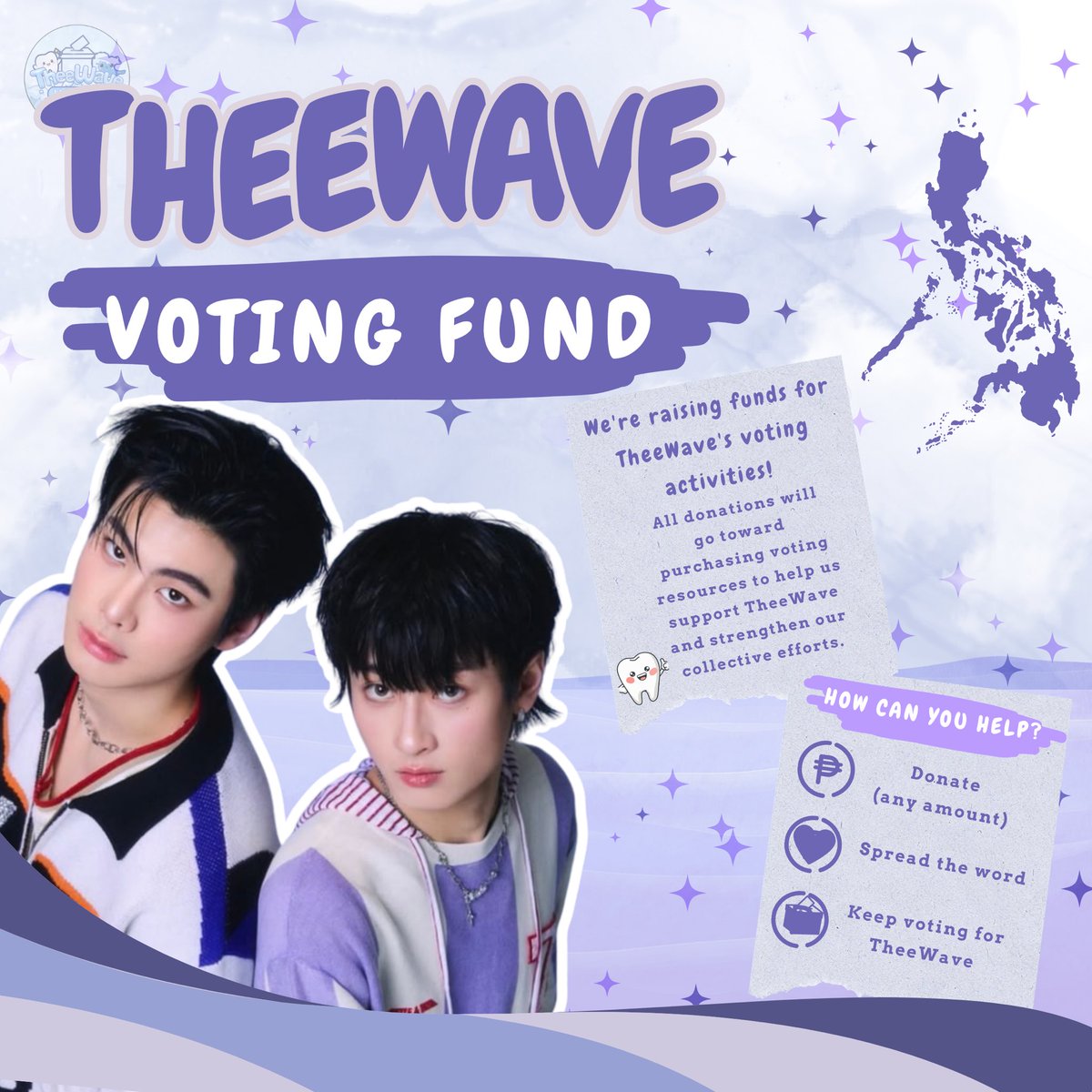 TheeWaveHQ's tweet photo. 🇵🇭 THEEWAVE PHILIPPINES DONATION DRIVE 🦷🌊

 TO DONATE 🔗: https://t.co/ajS5BtBEfN

We are opening donations from our Filipino supporters to help strengthen TheeWave’s voting campaign for the Star Focus Loy Krathong Special.

All donations will be used for voting purposes, with a transparency report including proof of payments and purchases to ensure accountability.

#TheeWaveHQxDonationDrive 
#TheeWaveHQ