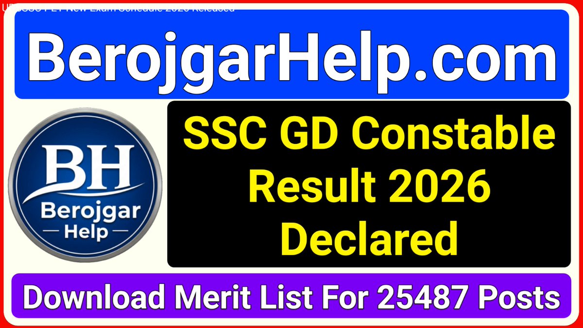 berojgarhelp's tweet photo. 🚨 SSC GD Constable Result 2026 घोषित 🚨SSC GD कांस्टेबल भर्ती 2026 के नतीजे आधिकारिक तौर पर घोषित, इस भर्ती परीक्षा में शामिल होने वाले उम्मीदवार अब अपना रिज़ल्ट और मेरिट लिस्ट डाउनलोड कर सकते हैं #SSCGD #SSCGDConstable #SSCGDResult2026 #MeritList #SarkariNaukri #BerojgarHelp https://t.co/aZ6W8ZoiZ8