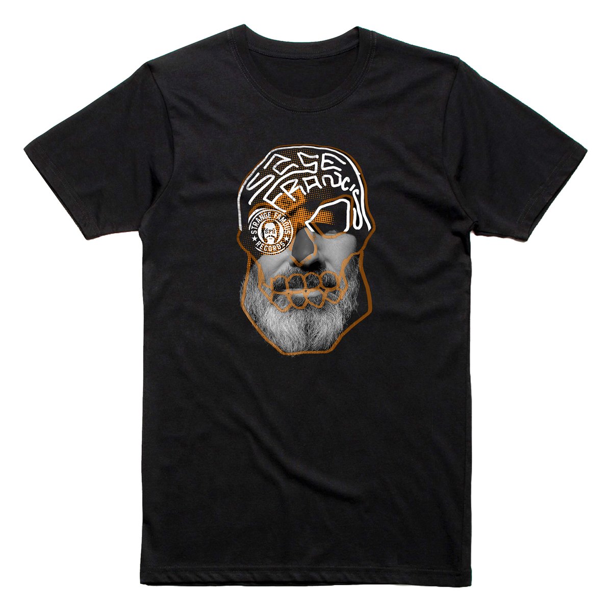 SFRupdates's tweet photo. 💀 Fresh from this weekend's show: the remaining (formerly) merch-table-exclusive @SageFrancis #Skull T-Shirts 👕 are now available at https://t.co/BP6DHjlVqF! 

Huge 🧡🖤🤍 to all our #StrangeFam that came out to hear tracks from Sage's new LP, coming in 2027!

#StrangeFamous! https://t.co/7eLlBiFZEP