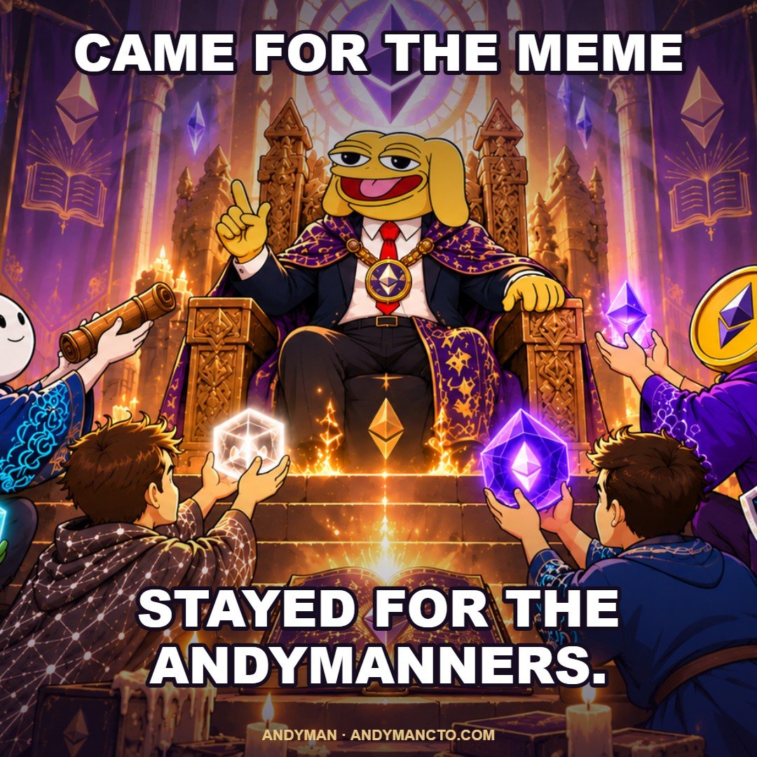 0xbigt1999's tweet photo. I came for the meme. I stayed for the Andymaners. 🎃  #ANDYMAN really turned October into a whole boss fight. The throne is taken, the ethereum:0x289ff00235d2b98b0145ff5d4435d3e92f9540a6 'lievers are gathering, and the monsters are cooking
 Do you Booelieve?📖
@AndymanCto https://t.co/nn9Y4OysJV