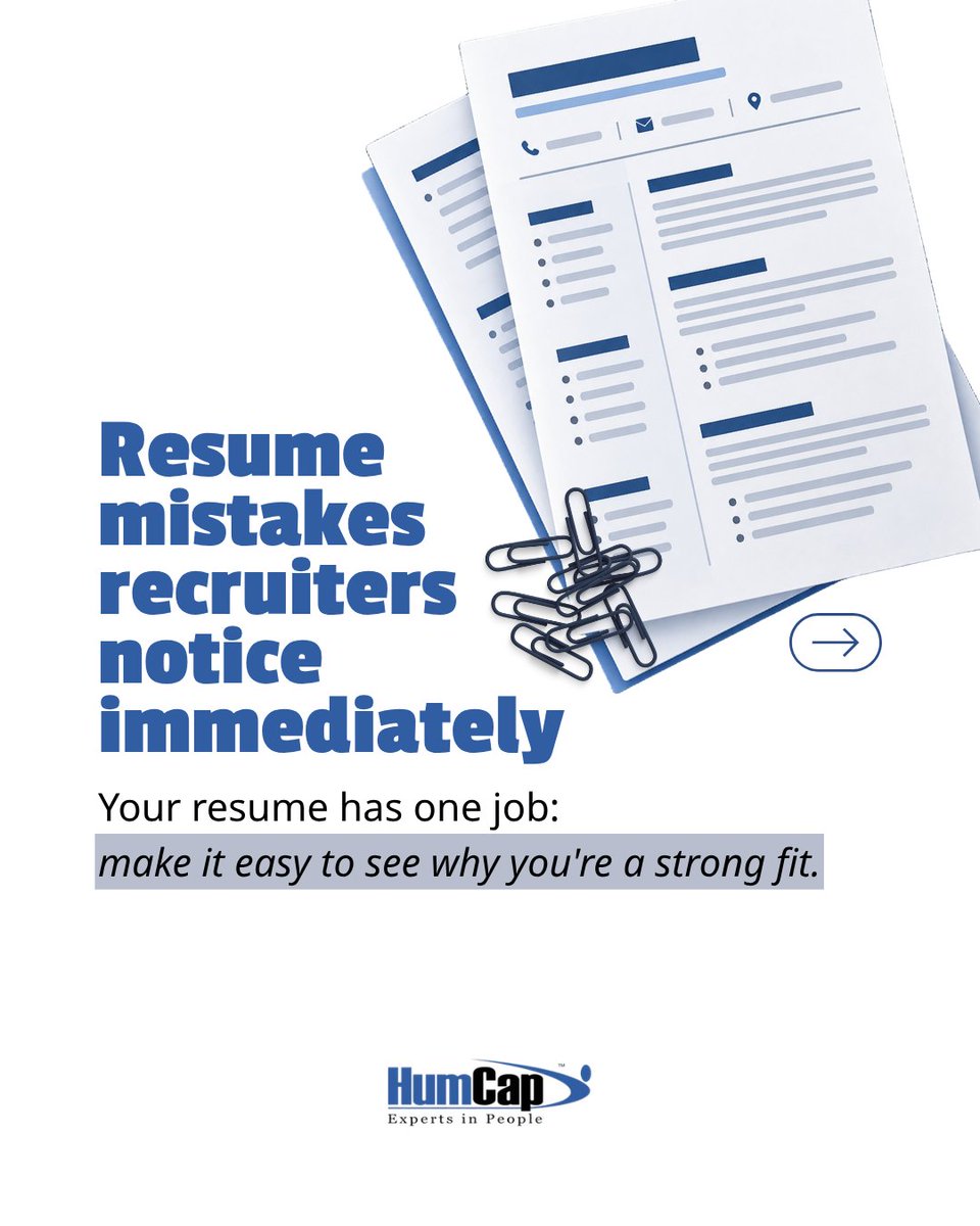 HumCapLP's tweet photo. Recruiters spend only seconds reviewing most resumes.
Make those seconds count by highlighting measurable achievements, tailoring your resume to each role, and keeping the layout clear and easy to scan. https://t.co/nnriHcpzVn