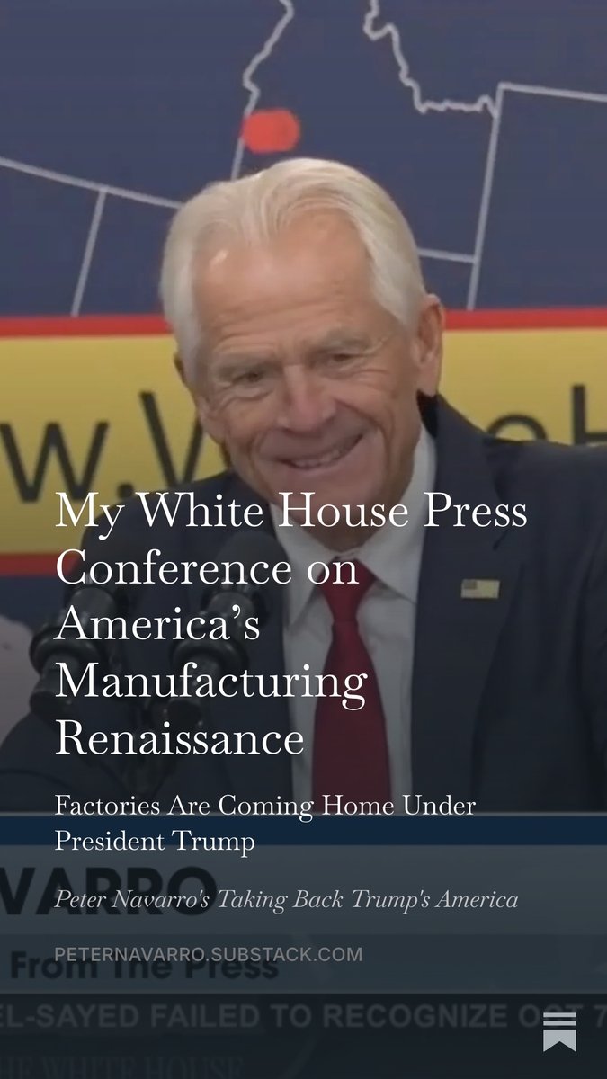 RealPNavarro's tweet photo. We have over 500 manufacturing investment projects announced across America—with 164,000 direct jobs—since President Trump took office in January 2025.

I provide the details in my White House press conference.

Watch, read, and subscribe: https://t.co/JE1RFuHnwy https://t.co/KUhVPTrTtZ