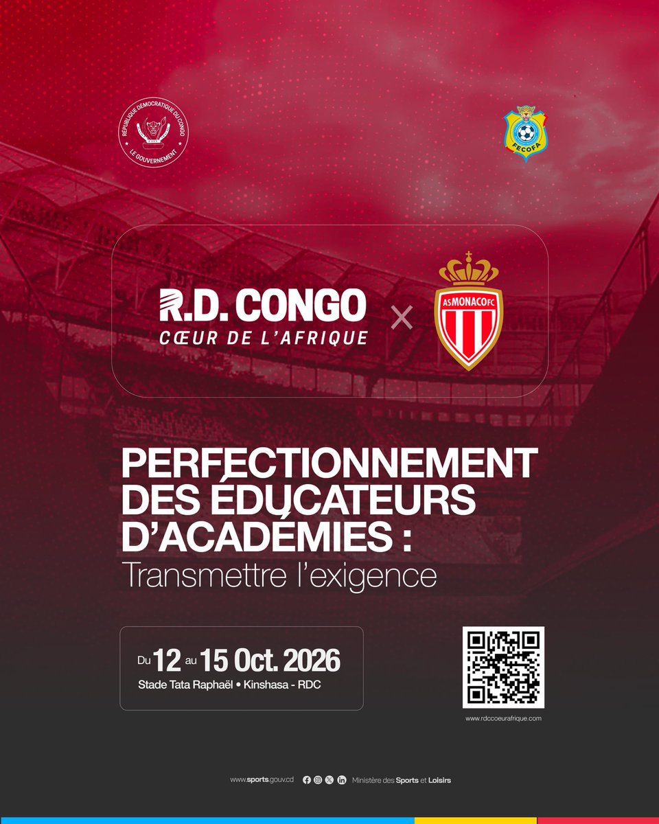 rdcoeurdafrique's tweet photo. ⚽️ Il n'y a pas de grands joueurs sans grands maîtres.

Du 13 au 15 octobre, le Stade Tata Raphaël accueille la Phase 1 du partenariat RDC x @AS_Monaco dédiée à la formation des éducateurs kinois.

🇨🇩 Bâtir l'avenir du football congolais à la racine.

https://t.co/zIovE65E4L 📌 https://t.co/aaA2iEzpgf