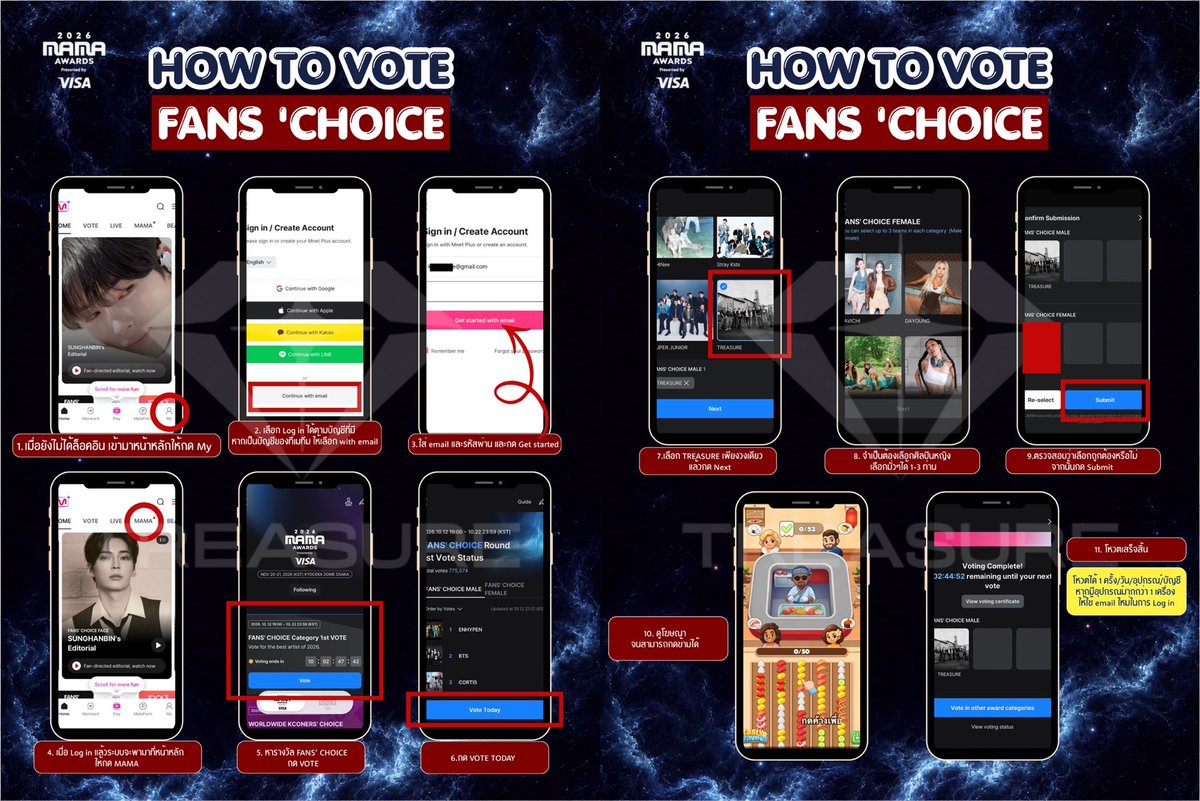 TEUMETEAM's tweet photo. [📣] #2026MAMAVOTE FANS’ CHOICE

วิธีลงโหวต FANS’ CHOICE และ WORLDWILD KCONERS’ CHOICE ให้ #TREASURE 🔥

แอดมินได้ทำวิธีการโหวต MAMA ตั้งแต่เริ่มต้นฝากทึเมช่วยกันแชร์ต่อ และกระจายข่าวเผื่อมีคนไม่ทราบขั้นตอนในการลงโหวตค่ะ

❇️ FANS’ CHOICE
📲 Mnet Plus
🗳️ 1 โหวต/1 แอคเคาท์/1 อุปกรณ์/วัน
🔗 https://t.co/1UmWem4PRG
🗓️ ปิดโหวต 22 ตุลาคม 2026 เวลา 21:59 น.

❇️ Worldwide Kconers’ choice
🗳️ 1 โหวต/1 แอคเคาท์/1 อุปกรณ์/วัน
🔗 https://t.co/gDYmWYJhod
🗓️ ปิดโหวต 8 พฤศจิกายน 2026 เวลา 21:59 น.

มีปัญหาในขั้นตอนไหนสอบถามแอดมินเพิ่มเติมได้เลยค่ะ 🙇🏻‍♀️