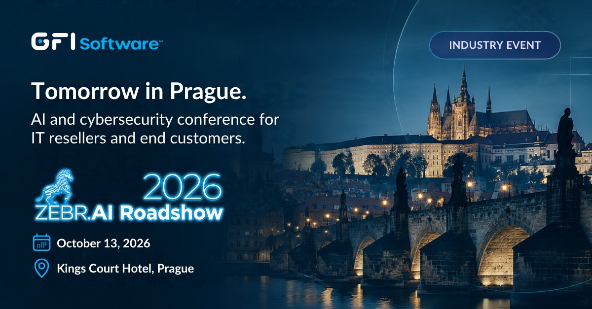 GFISoftware's tweet photo. We're joining ZEBRA Systems at https://t.co/QyYW8AjpIl Roadshow Praha 2026 for a full day of practical AI and cybersecurity conversations.

Full agenda + registration:
https://t.co/nZD8RGea0I

#GFISoftware #ZEBRAI https://t.co/YIyRzQUGTP