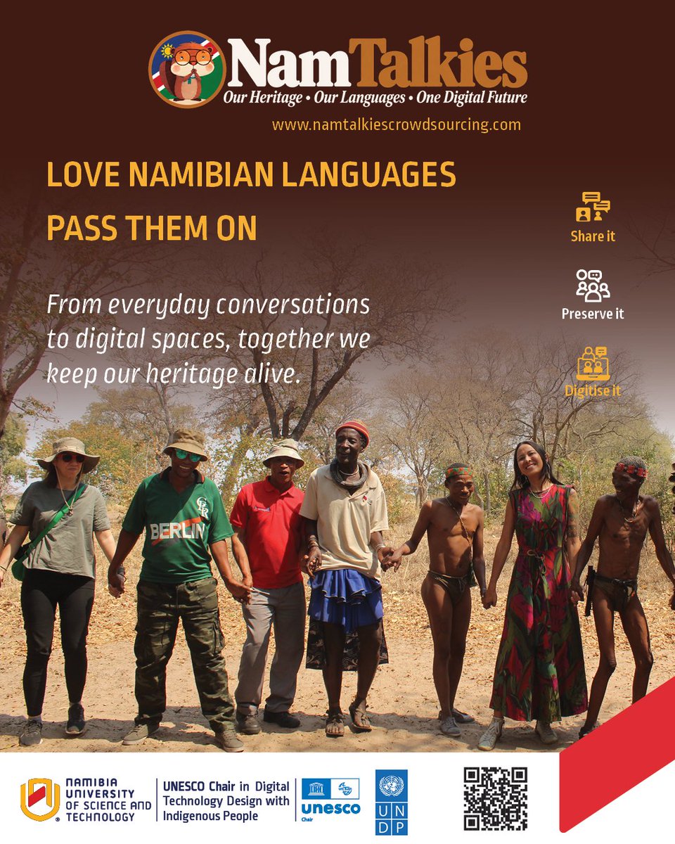 UNDPNamibia's tweet photo. Share it. Preserve it. Digitize it. 🇳🇦 NamTalkies launches on 16 October 2026! Help preserve Namibian languages by contributing translations and validating content.
🔗 https://t.co/2peXE1a6xn #NamTalkies #UNDPNamibia #NamibianLanguages #DigitalInclusion https://t.co/l87ZT6he4g