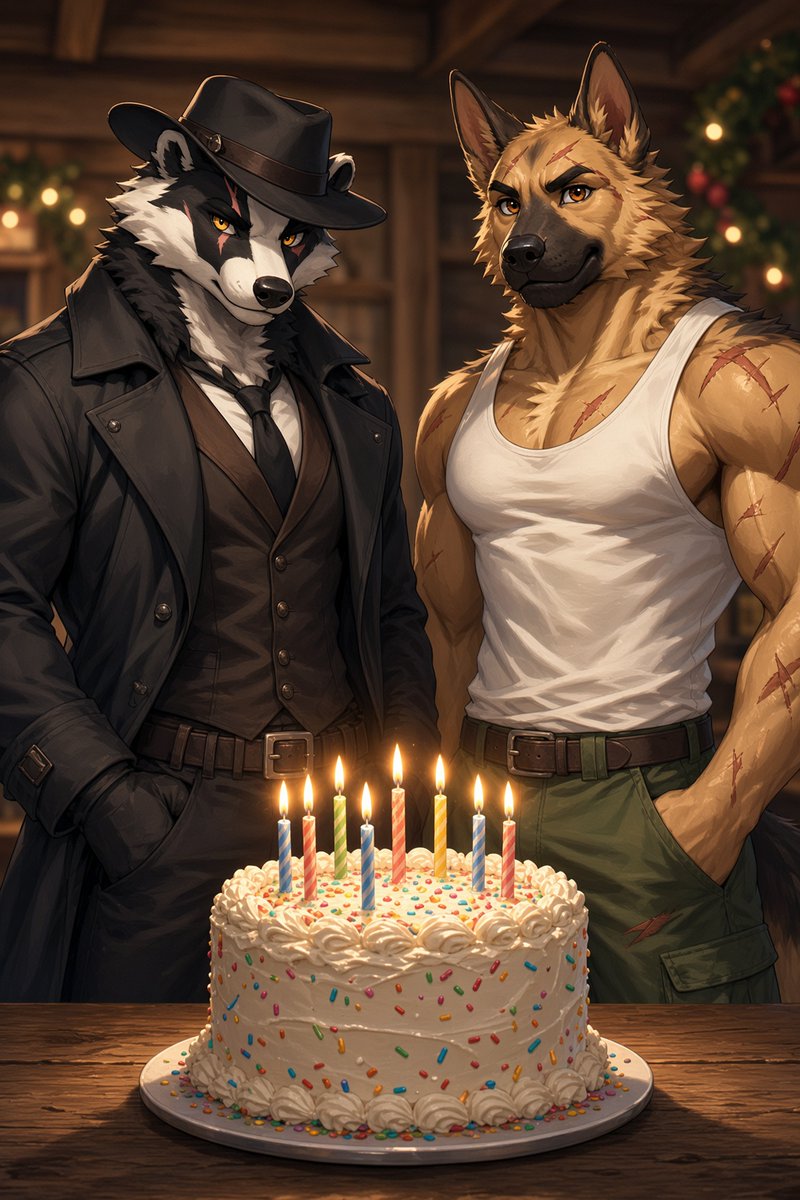bruce_cederfoot's tweet photo. Anon, Bruce, and myself share a birthday today
#ai #furry #aifurry #badger #germanshepard https://t.co/0As4hjVv0J