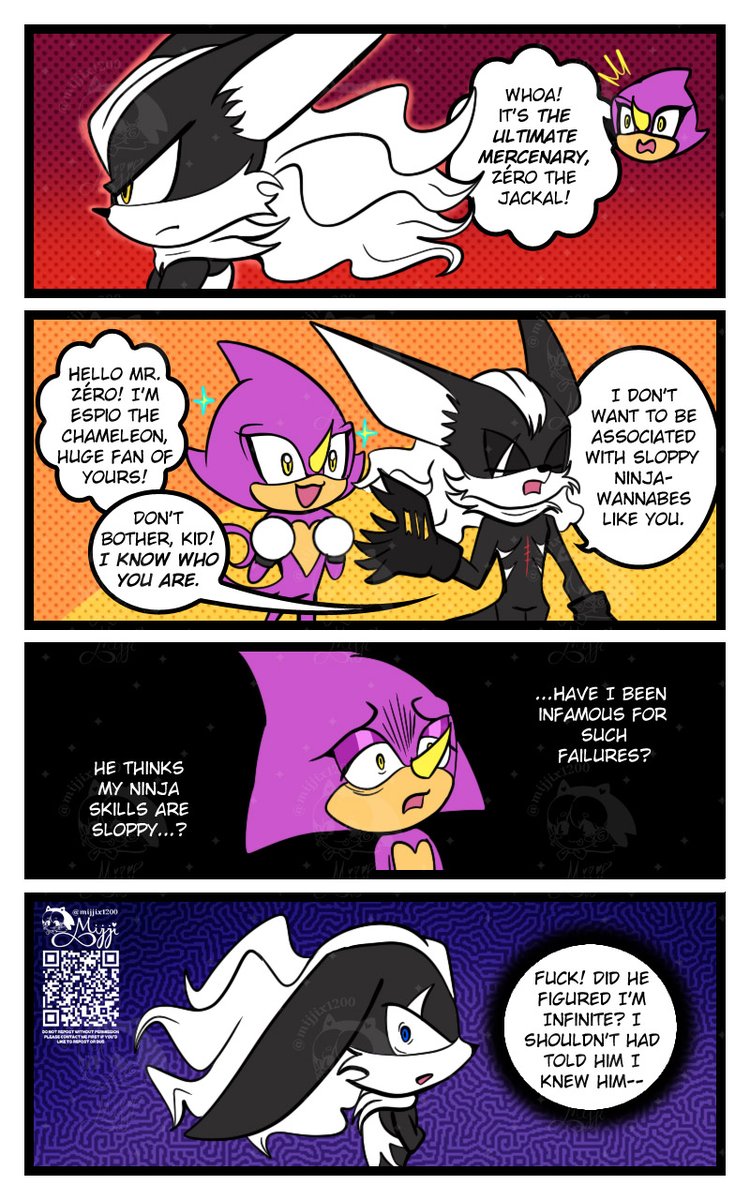 mijjix1200's tweet photo. I almost forgot about this comic, but I remember doing this while I was so into the Chaotix Casefiles months ago 😂
#espinite #infispio #infinitethejackal #espiothechameleon https://t.co/iwkbVz36Nw