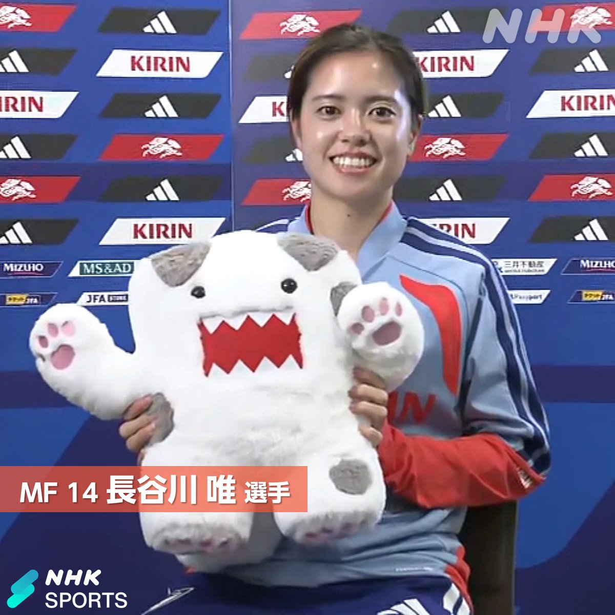 NHK_soccer's tweet photo. なでしこジャパン×NHK ONEどーもくん✨

MF 14 長谷川唯 選手
DF 5 高橋はな 選手

なでしこジャパン強化試合
🇯🇵日本 × ドイツ🇩🇪
⚽地上波＆配信で⚽
📺NHK総合 14(水) 午前0:35～ ※13(火)深夜 LIVE
📱NHK ONE で同時・見逃し配信🔽
https://t.co/pty1GLo5BE

#サッカー日本代表 #nadeshiko #長谷川唯 #高橋はな