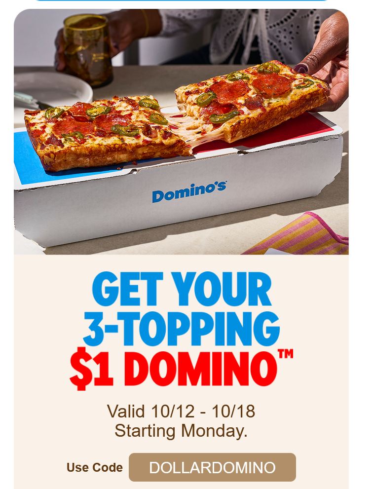 videogamedeals's tweet photo. $1 Domino Pizza via Domino's Pizza w/ Code: DOLLARDOMINO . https://t.co/eykvP5C3kU https://t.co/kX0Ifhe5Dh