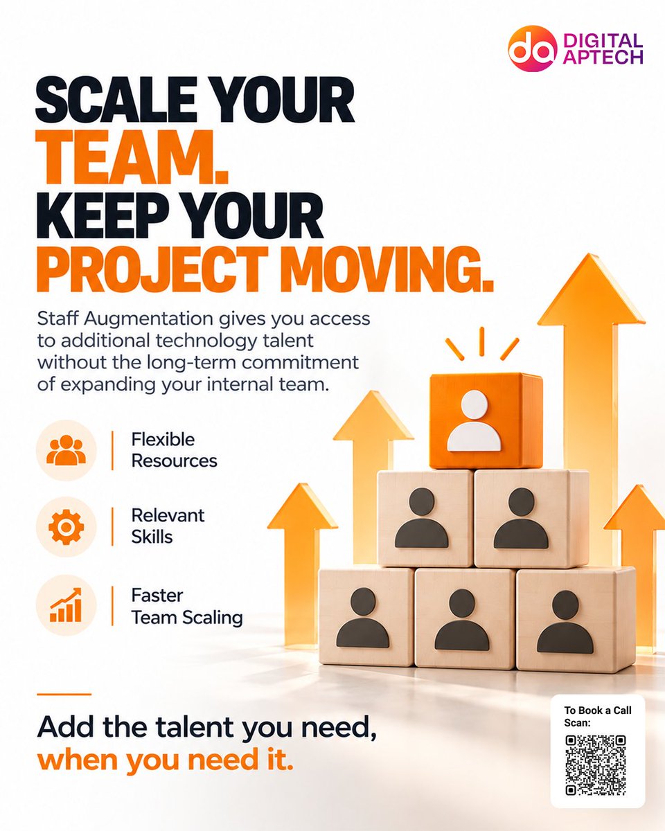 DigitalApTech's tweet photo. Why let resource gaps slow down your product roadmap? Bridge skill deficits instantly with on-demand tech professionals who seamlessly integrate into your workflow. Reach out to Digital Aptech today to scale your workforce on demand!
#DigitalAptech #StaffAugmentation #TechTalent https://t.co/sRbvEVjE6I
