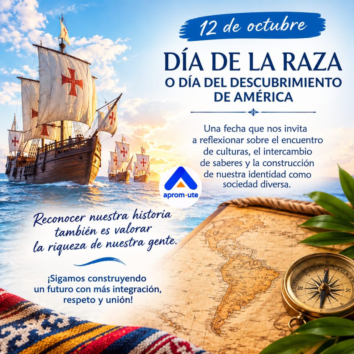 ApromUte's tweet photo. 🌎 *12 DE OCTUBRE – DÍA DEL DESCUBRIMIENTO DE AMÉRICA*
Un 12 de octubre de 1492, la expedición encabezada por Cristóbal Colón llegó a América, un acontecimiento que marcó un antes y un después en la historia mundial.
@ApromUte https://t.co/PRuivwzmlS