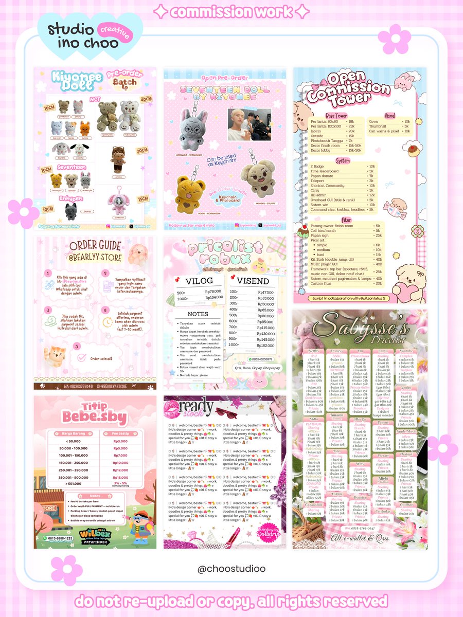 choostudioo's tweet photo. OPEN COMMISSION! #zonauang 🐰ྀི₊˚⊹ 

🎀 Menerima jasa edit berbagai kebutuhan design, mulai dari pricelist, poster, menu, katalog, feeds, photobooth frame, banner sidang, scrapbook &amp; custom request lainnya 🖍️🍀

Bisa request sesuai referensi dan style yang kamu mau! 💭 https://t.co/KCIMIORvqo