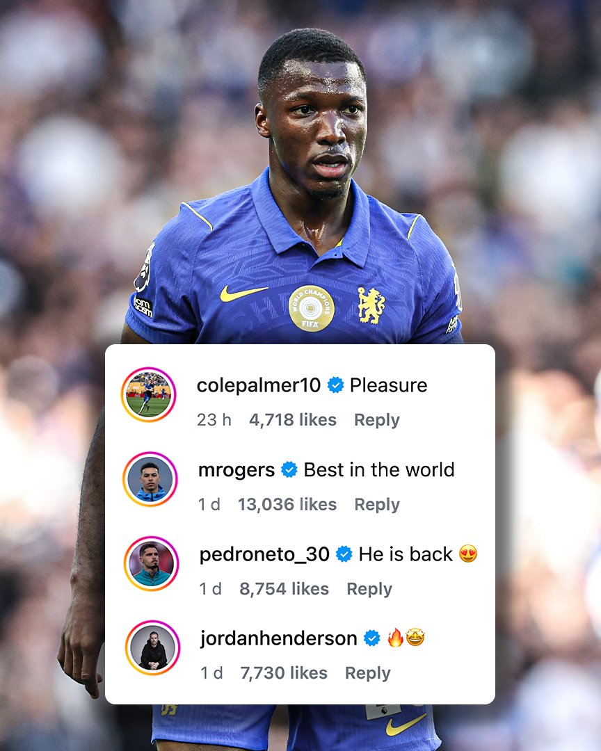 ESPNUK's tweet photo. Chelsea players were loving having Moisés Caicedo back in the squad 🤩💙 https://t.co/W7PTRYDqjQ