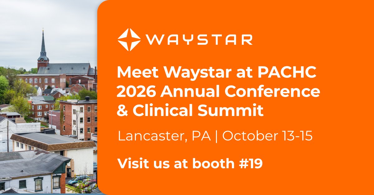 Waystar's tweet photo. If you’re attending PACHC in Lancaster, PA, stop by booth #19. Our experts would love to show you how our AI-powered software can help eliminate manual tasks, prevent denials, and boost productivity. Swing by or reserve a spot now. https://t.co/3VHAfOlfgG https://t.co/9hTMpBYEGJ