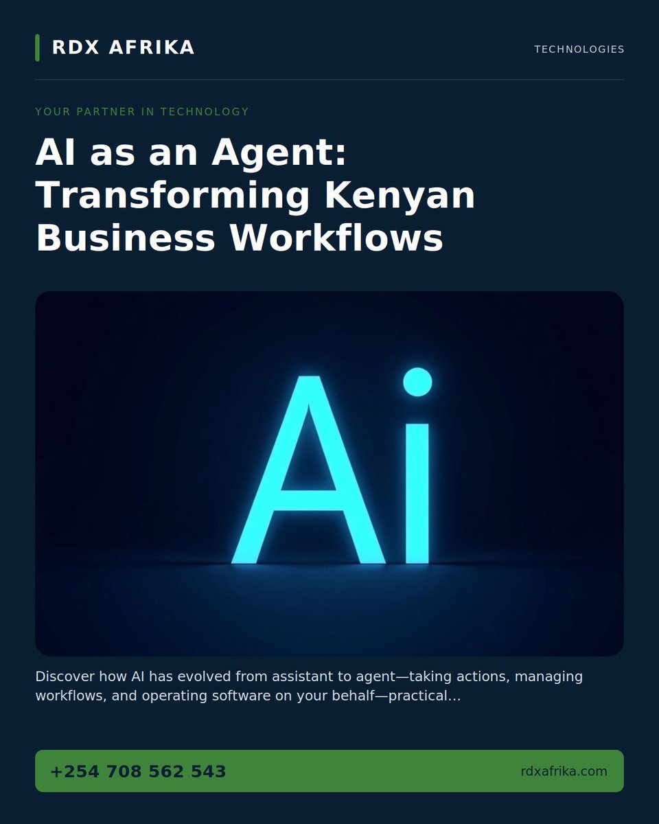 Rawlinz_Designs's tweet photo. AI is no longer just answering questions—it’s taking action. In 2026, agentic AI manages workflows, processes M-Pesa, auto-generates eTIMS invoices, and updates systems—automatically. Kenyan businesses: start by…

#AgenticAI #KenyaTech #RDXAfrika https://t.co/kICuFOridN