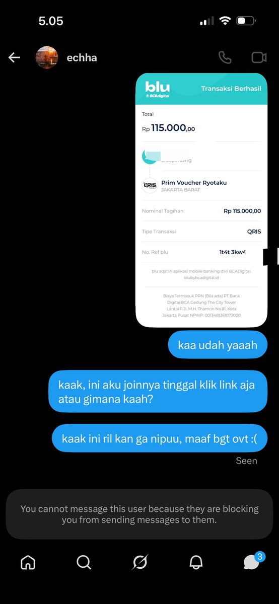 tokyogist's tweet photo. PENIPU!!!

jangan transaksi apapun sama @echhazyuu karna aku tadi ketipu duolingo family plan sama dia. jujur jahat banget karna aku lg beneran mau belajar bahasa buat self-improvement.

hati hati yah guys, lebih teliti lagi kalau mau pilih seller buat apapun itu. https://t.co/p3HZ3yMXs2