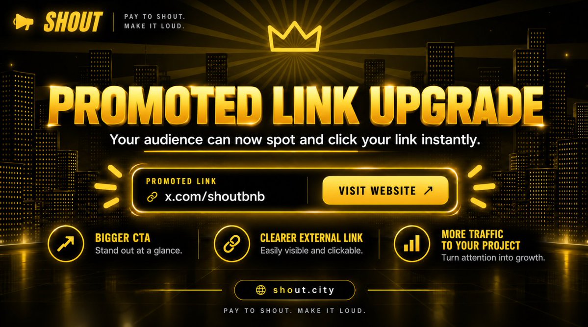 shoutbnb's tweet photo. SHOUT just got better for promotion.
We upgraded the promoted link section so visitors can immediately understand it is your external link and click it more easily.
More visibility. Better click-through. Clearer promotion.
https://t.co/zyF2kkwcuF https://t.co/EVWrOnqHvC