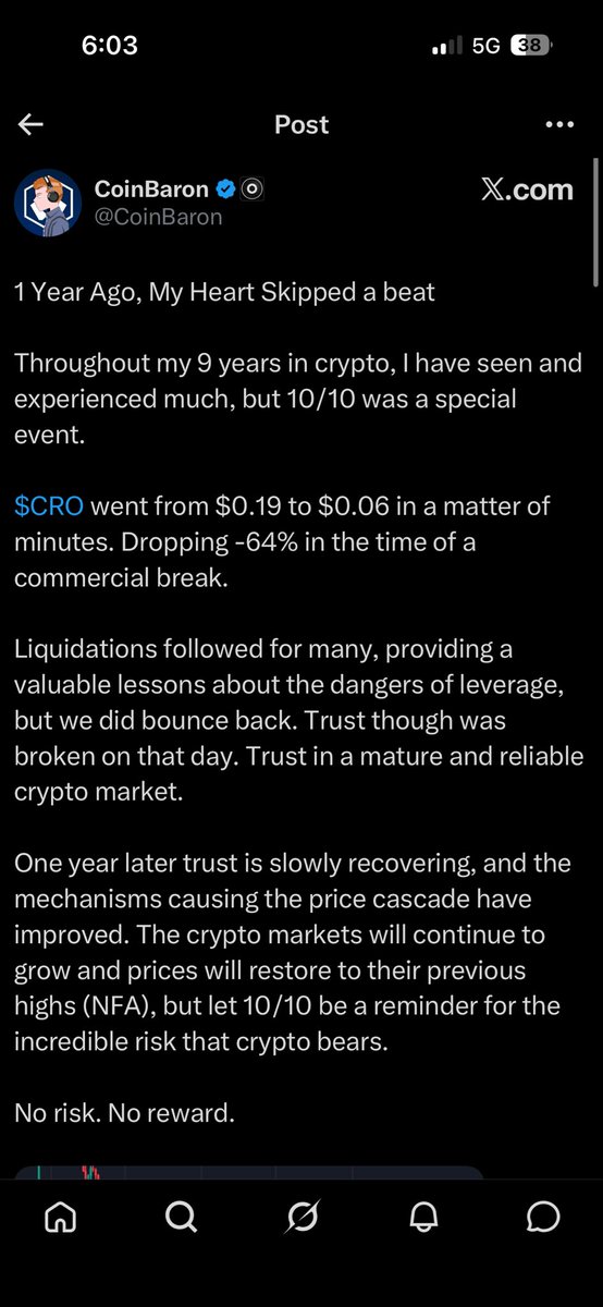 disxovy19839's tweet photo. Bullish baron could handle the truth lmao 🤣 crypto-com-chain:native @CoinBaron he will only listen to everything being bullish and every drop as a correction for this shit coin lmao https://t.co/zmLN85O4Yu