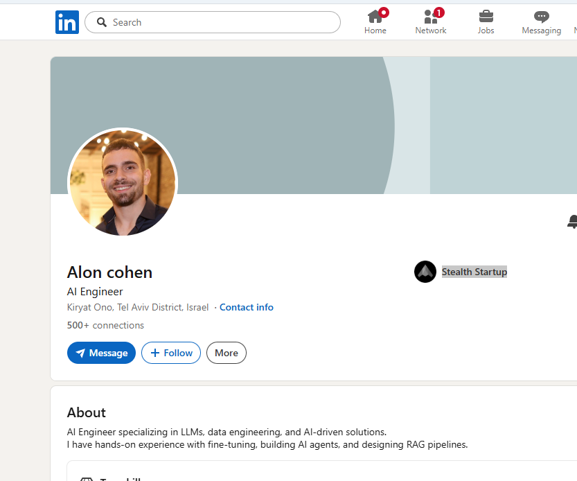 neildevvv's tweet photo. I JUST FOUND ALONS DOXX!!!!

So before pumpfun Alon started a company called "Stealth Startup" (proof):
https://t.co/x4irQGsYBJ

I then searched LinkedIn and I found an "Alon Cohen" who previously worked at Stealth Startup!!

Even better his account is based in Tel Aviv and WE ALL KNOW ALON IS JEWISH!!!

Account: https://t.co/6kWGt7XwCx

Have we finally found Alon???