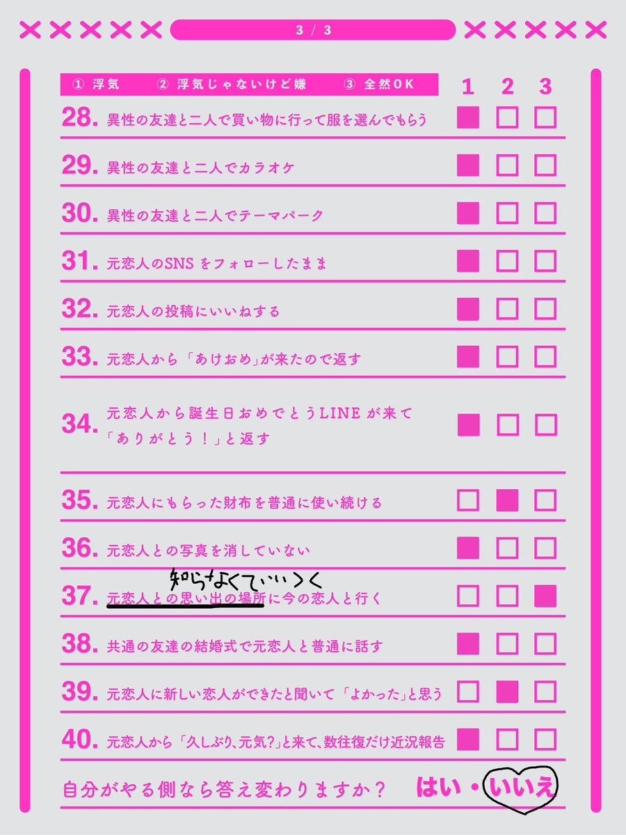 Tigusa_voice's tweet photo. 情緒ふ……元気になったり萎えたりしながら「これって浮気？判定シート」やってまたした😆真相は配信にて😆

3ほぼないけど、それも俺ってことか〜🥹👉🏻👈🏻 https://t.co/AbruzuvxxW