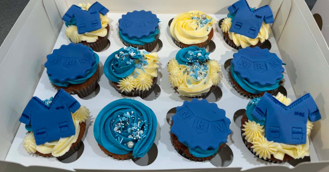 nhsfife's tweet photo. The team at Whyteman’s Brae Hospital’s Ravenscraig Ward have welcomed their latest intake of newly registered nurses, with homemade themed cakes specially prepared by Charge Nurse Jo. 🧁 https://t.co/hoiuMU3iKv