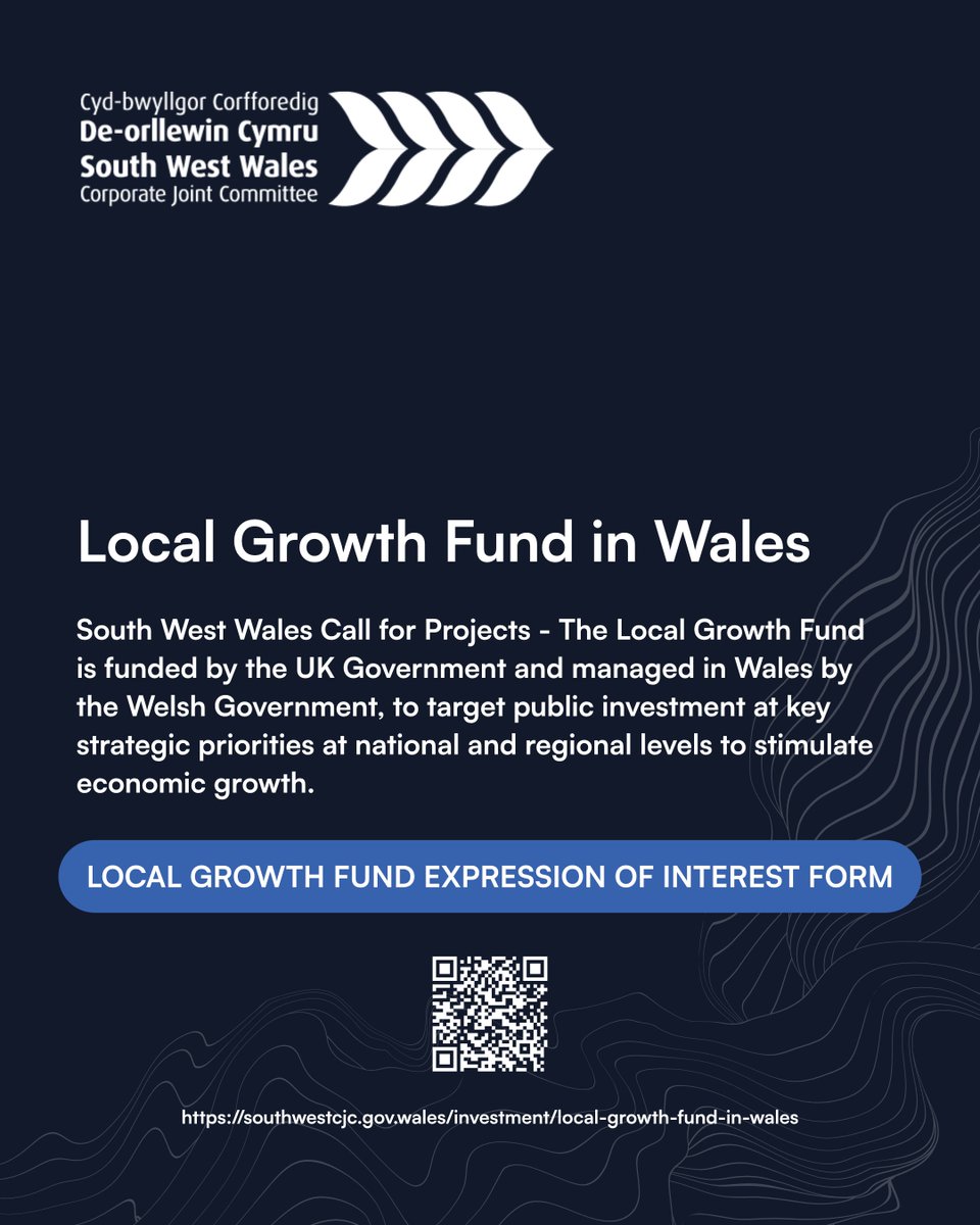 PCFCIC's tweet photo. 📣 South West Wales: the Local Growth Fund is inviting expressions of interest for capital projects over £500,000 with regional economic impact.

Deadline: 31 October 2026.
https://t.co/B3dAtUNWAl https://t.co/f9CMZFYZE3