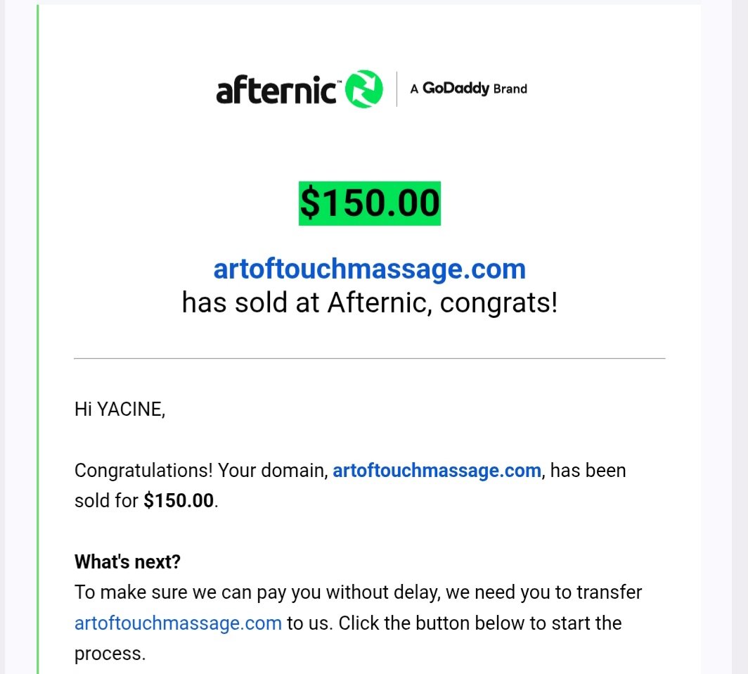 YacineZarr's tweet photo. Alhamdulillah! 🎉 Sold https://t.co/6F73efR93z through @Afternic for $150! 💰

⏳ Holding Time: 40 days

Thanks to @KehelAyyoub and @kasmiyounes1  🙏

#DomainFlipping #DomainInvesting #DomainSales #Si #SuperIntellegent https://t.co/8w1nrWsga9