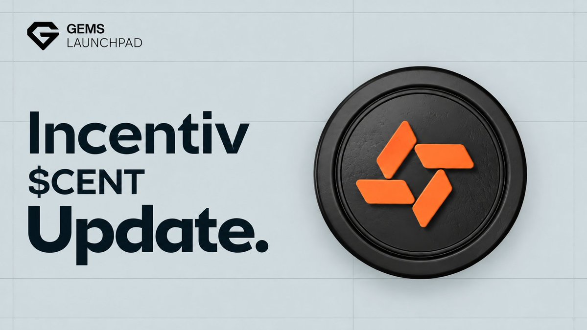 Gems_Launchpad's tweet photo. Dear Gems Community,
We want to share an update regarding Incentiv and the $CENT token.

Incentiv has been in development for more than two years, with significant work invested in its product, audits, ecosystem, and community. We’re pleased to see the project moving forward and wish the team success in this next stage.

There are still open questions regarding TGE timing, claims, vesting, and private sale availability, but we remain positive about the project’s long-term potential.

For the latest information:
🔗 Tokenomics:
https://t.co/ubU1RjUDkG

🔗 Official Telegram:
https://t.co/k5XgeJW1ZL

For questions about allocations, vesting, claims, or private sale participation, please contact the Incentiv team directly.

@Gems_Launchpad will continue to follow developments and share relevant updates.

We wish the @Incentiv_net team and community a successful launch and strong future ahead.

The Gems Launchpad Team.