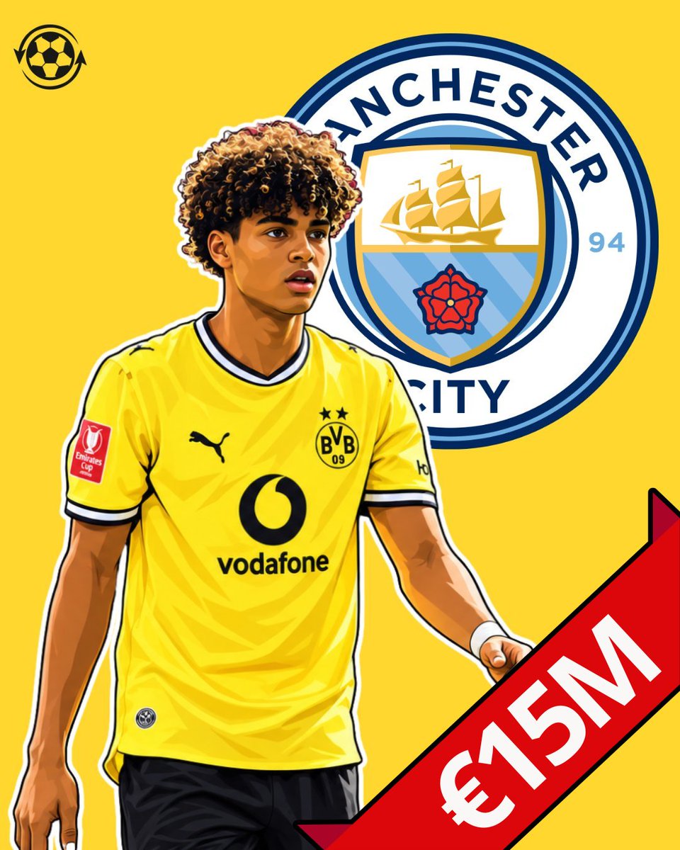 DeadlineDayLive's tweet photo. 🚨 Manchester City made an official approach to sign Borussia Dortmund winger Mathis Albert during the summer.

Several major European clubs are monitoring the 17-year-old, with some willing to pay up to €15M.

Dortmund rejected summer loan approaches, while Niko Kovac expects Albert to receive more first-team minutes.

(Source: @goal)