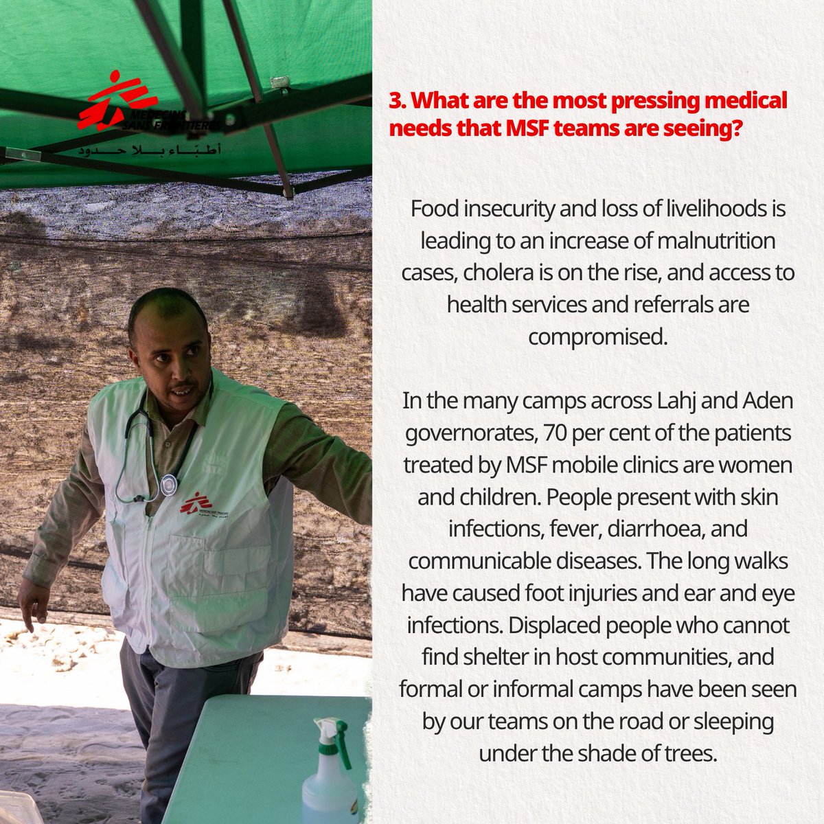 msf_yemen's tweet photo. Five things to know about the situation in the south of Yemen today https://t.co/lRT9Ir9gaw