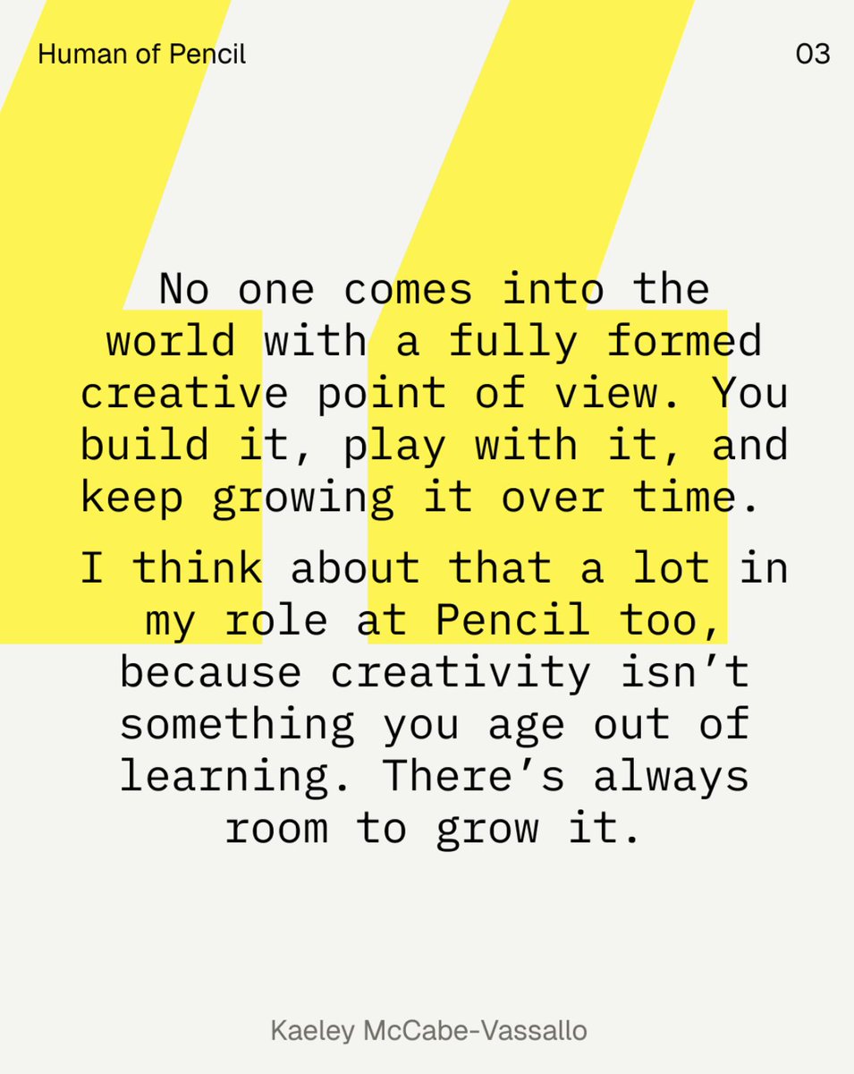 trypencil's tweet photo. At ten, Kaeley McCabe-Vassallo was torn between teaching and becoming a fighter pilot. Teaching won.
Now she’s Pencil’s Education Lead, helping teams go from “AI is cool, but what do I actually do with it?” to confident, everyday use.
Her advice: try the weird idea.
Book a Demo with Pencil today → https://t.co/n4RSJqX5N1