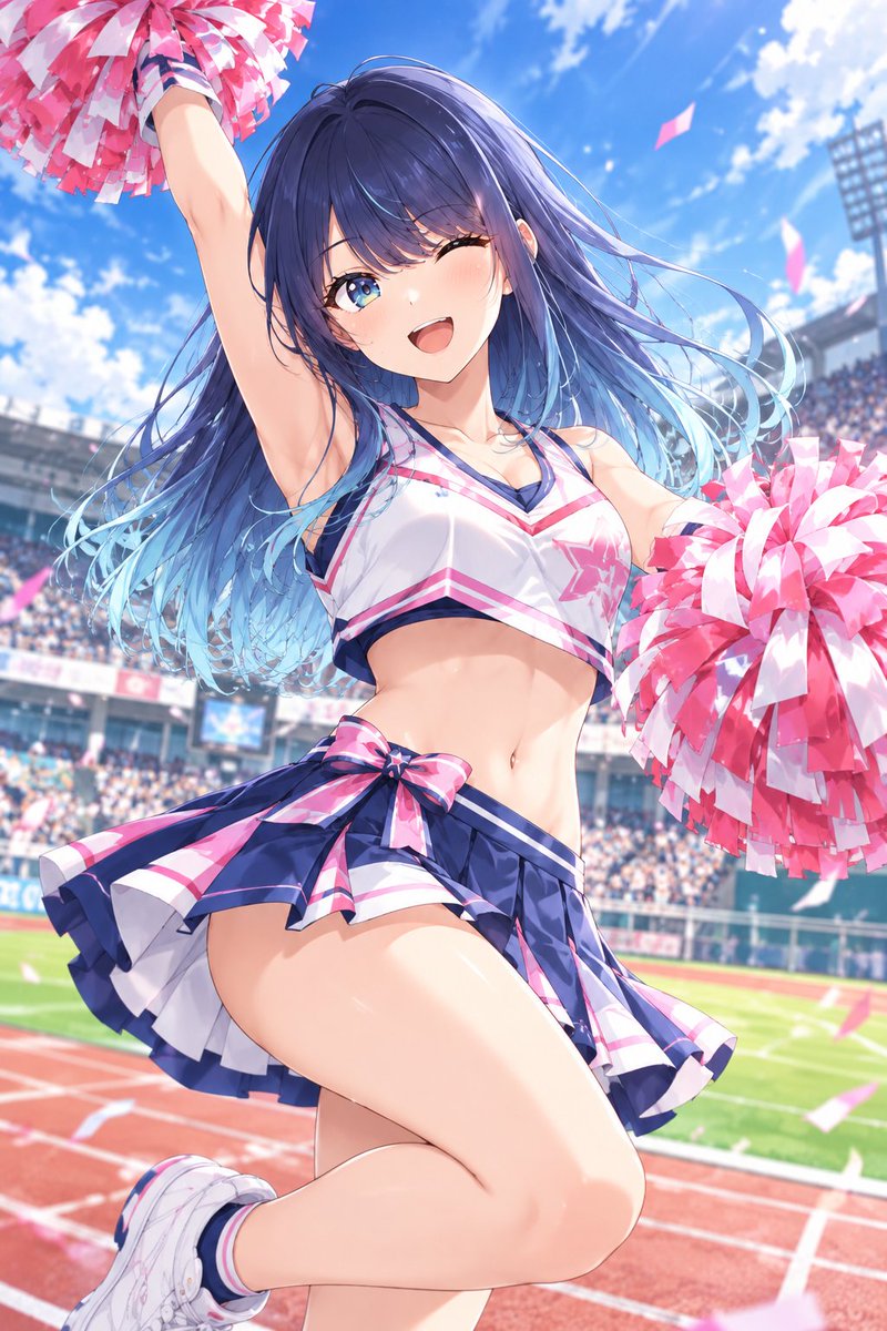 xt9vdi's tweet photo. 今日は「スポーツの日」！📣💗
あかねのチアパフォーマンスで、スタジアムを盛り上げよう！青空の下、ピンクのポンポンを振りながら、笑顔いっぱいにみんなを応援✨
頑張る人たちにエールを届ける、とびきり輝くチアスマイル！🎀

#黒川あかね
#推しの子
#AIイラスト https://t.co/dq0SxsFSVO