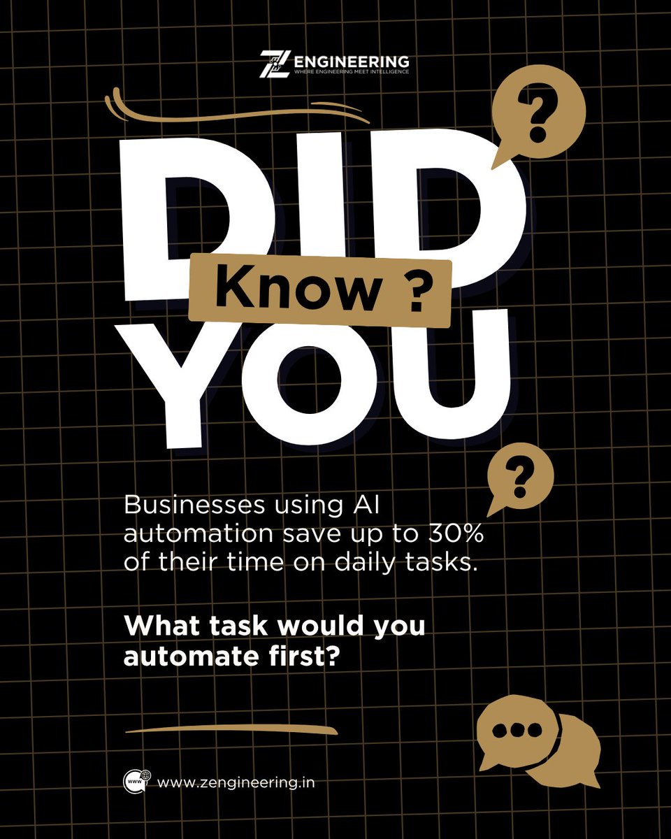 zengineering3's tweet photo. 💡 Did you know AI automation can help businesses save time on daily tasks?

Work smarter, automate repetitive work, and focus on growth. 🤖

👇 What task would you automate first?

#AI #Automation #Productivity #TechTips #ZEngineering https://t.co/oxQGny4hD5